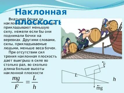 Какой выигрыш дает наклонная плоскость