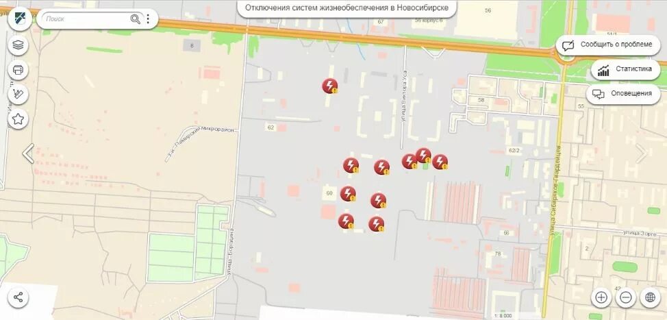 Карта отключения электричества в Новосибирске. Карта выключи. Подстанция Южная Новосибирск на карте.
