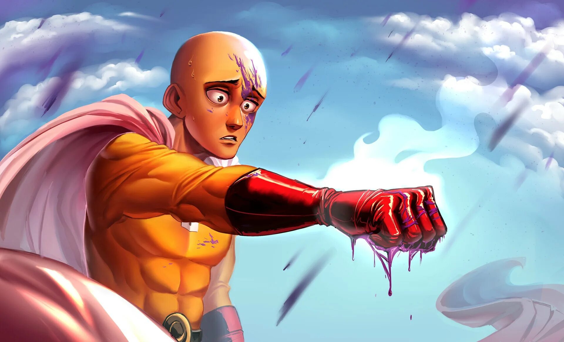 Сайтама на русском языке. Ванпанчмен Сайтама. One Punch man арт.