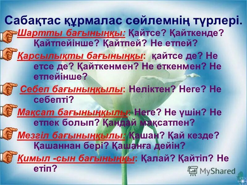 себеп бағыныңқылы сабақтас құрмалас сөйлем. сабақтас құрмалас сөйлем түрлері презентация. себеп бағыныңқылы сабақтас құрмалас сөйлем. мезгил багынынкы сабактас курмалас мысал. құрмалас сөйлем деген не?.