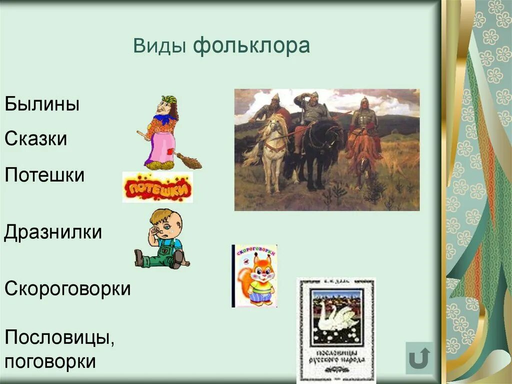 Виды народов творчества. Фольклор сказки. Виды фольклора. Виды народного творчества сказки. Фольклор виды сказок.