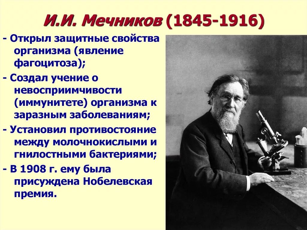 Ученые иммунологи список. Вклад Мечникова в микробиологию.