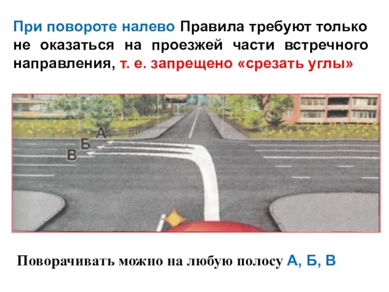 С какого ряда можно поворачивать