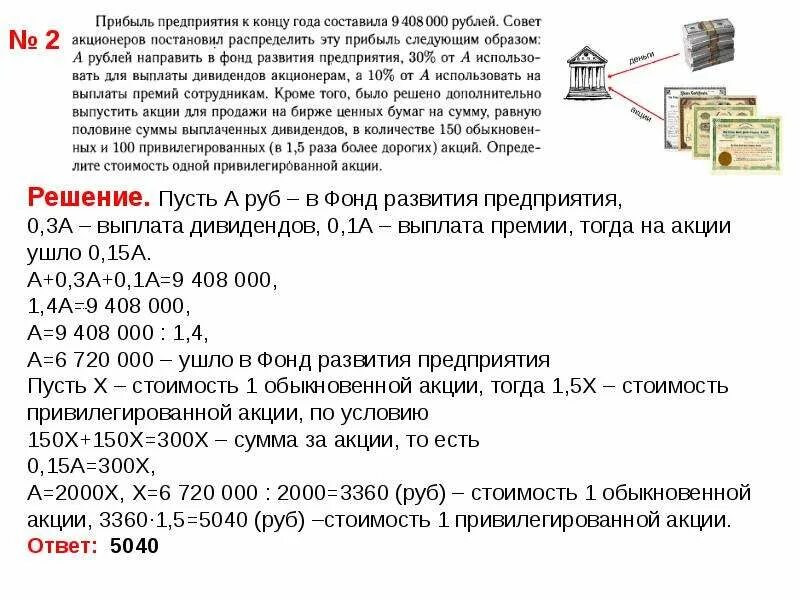 Прибыль акционера 8. Задачи с экономическим содержанием. Прибыль предприятия вопросы с ответами.