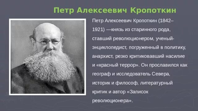 Кропоткин образование. П.А. Кропоткин (1842–1921).