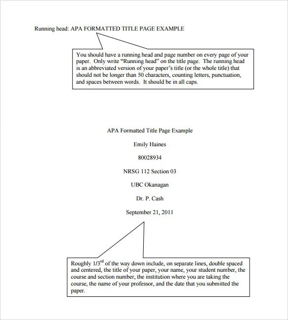 Example page. Apa style title page. apa cover page. paper university example. title page for university example.