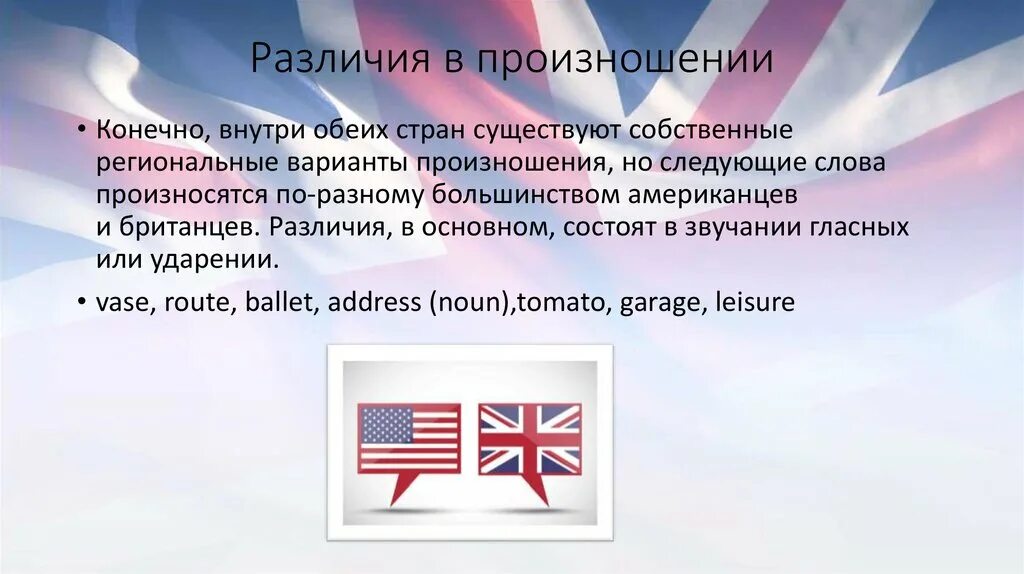 Различия американского и британского английского языка. Лексические различия между американским и британским английским. Различия американского и британского английского проект. Различия между американским и британским презентация.