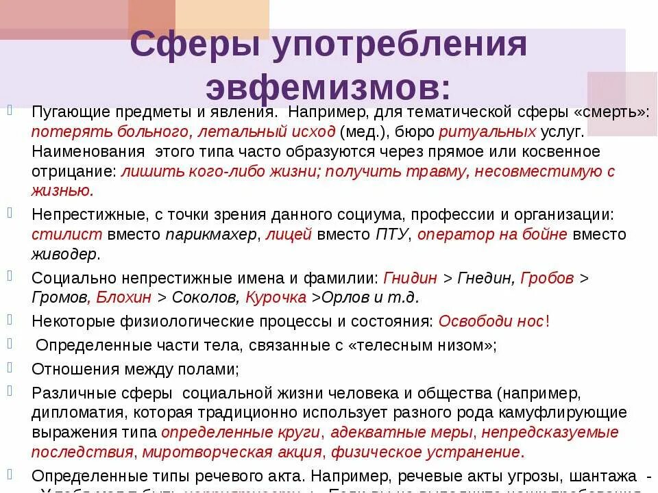 Эвфемизм что это такое простыми. Сферы употребления эвфемизмов. Сфера употребления. Эвфемизм примеры. Эвфемизмы в русском языке.