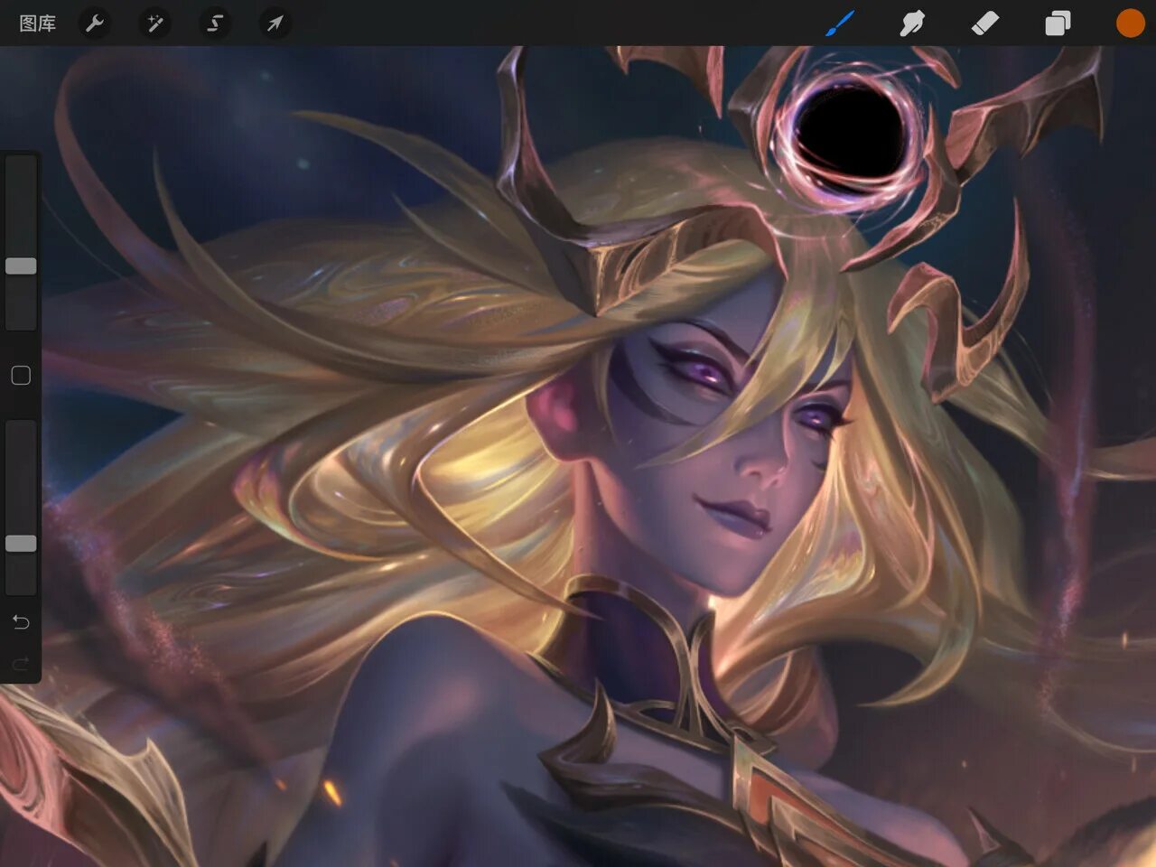 Dark lola. Dark star lux art. League of legends dark cosmic lux. Лол люкс темная звезда. Лига легенд люкс галактическая.