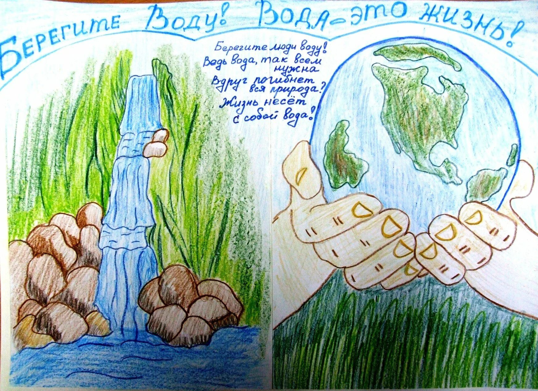 Нарисовать воду 2 класс окружающий мир. Рисунок берегите воду. Плакат берегите воду. Детские рисунки берегите воду. Рисунок на тему защита природы.