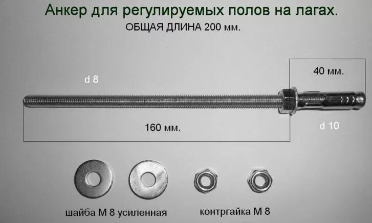 Регулированный анкер для пола. Анкерный болт для регулируемого пола м8*200. Анкер для регулируемого пола 200х10хм8. Анкер для регулируемых полов 200х10хм8. Анкер для лаги пола.