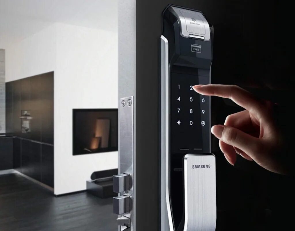 Электронный замок Samsung SHS-p718. Электронный замок Samsung Smart Doorlock. Замок Smart Door Lock с отпечатком. Биометрический замок Samsung.