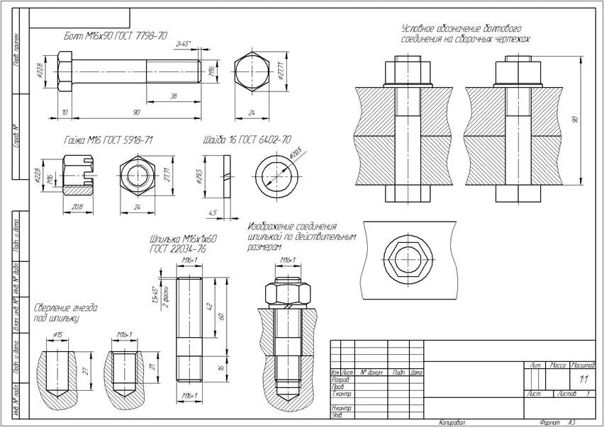 Болтовое соединение м20 чертеж. Чертеж болтового соединения м16. Чертеж болтового соединения м18. Чертеж соединение болтом м20. Соединение болт гайка шайба