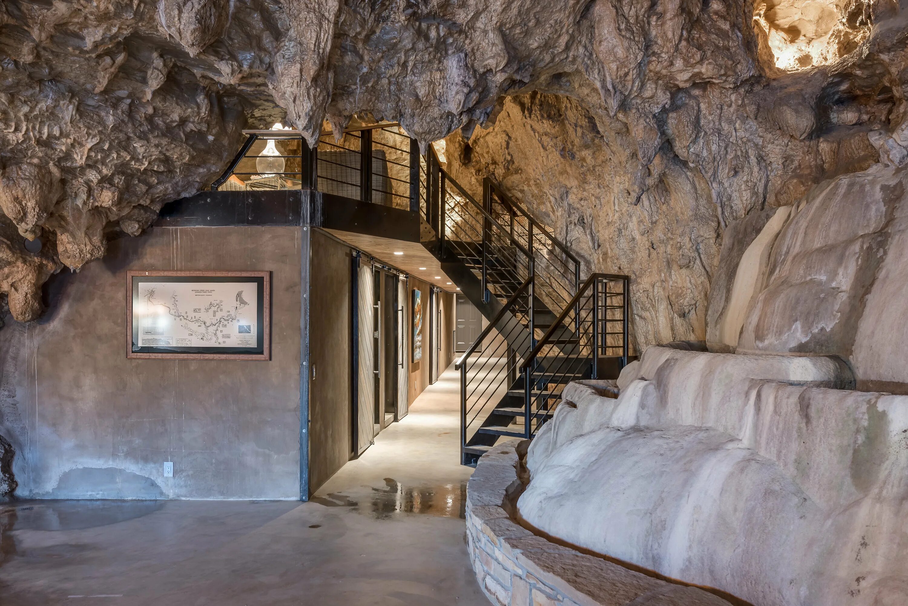 современная пещера. Beckham creek cave lodge, сша, арканзас. современная пещера. пещера кейв крик. уютная пещера.