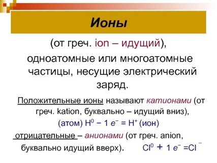 Ионы называется