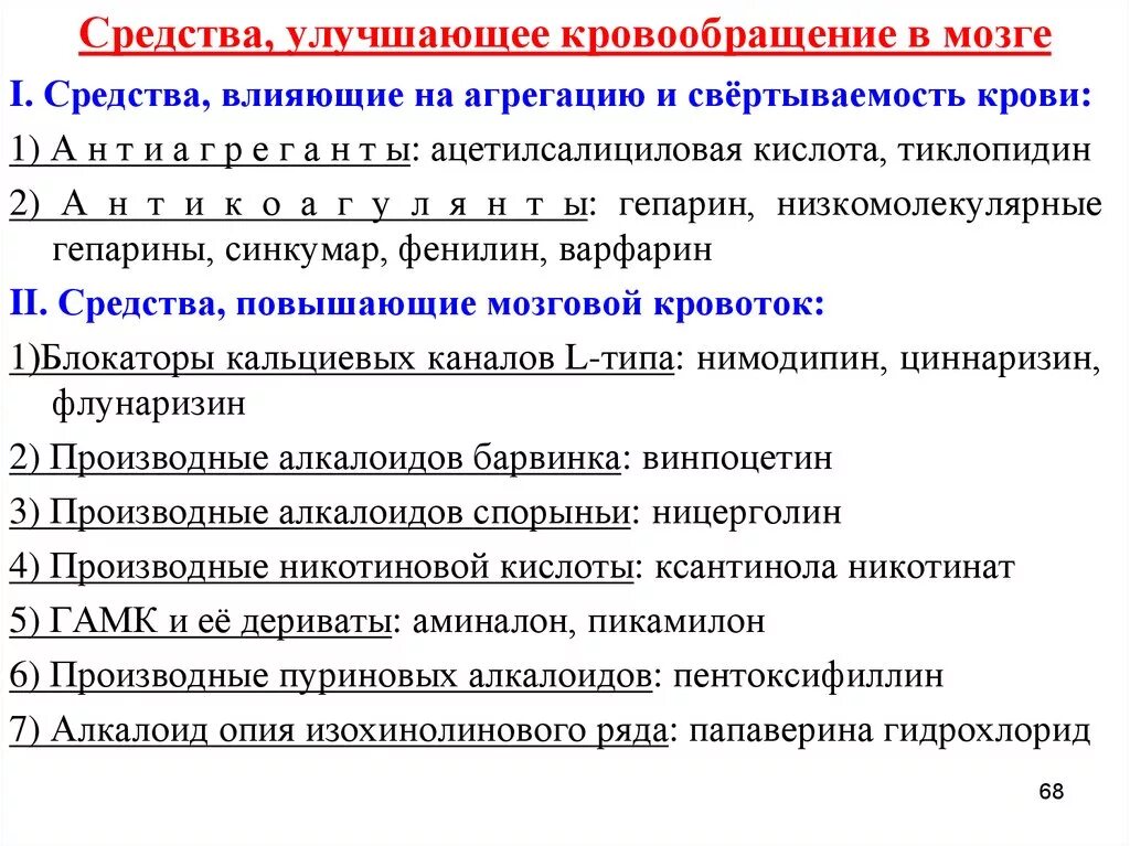 Классификация лс улучшающих мозговое кровообращение. Средства улучшающие мозговой кровоток классификация. Препараты улучшающие мозговое кровообращение фармакология. Нарушение мозгового кровообращения препарат фармакология. Гемодинамика препараты