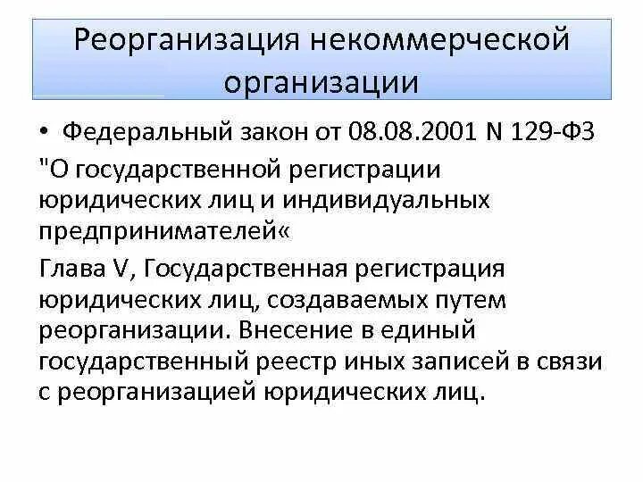 Реорганизация некоммерческой организации. ФЗ 129 О государственной регистрации юридических лиц. 129-ФЗ история. История создания ФЗ 129-ФЗ.