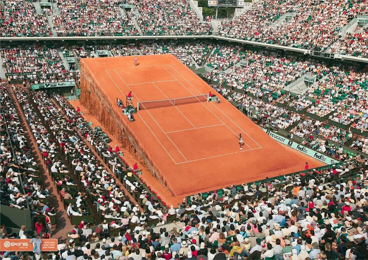 Roland GARROS Stadium. Теннисный корт. Необычные теннисные корты. Красивый теннисный корт.