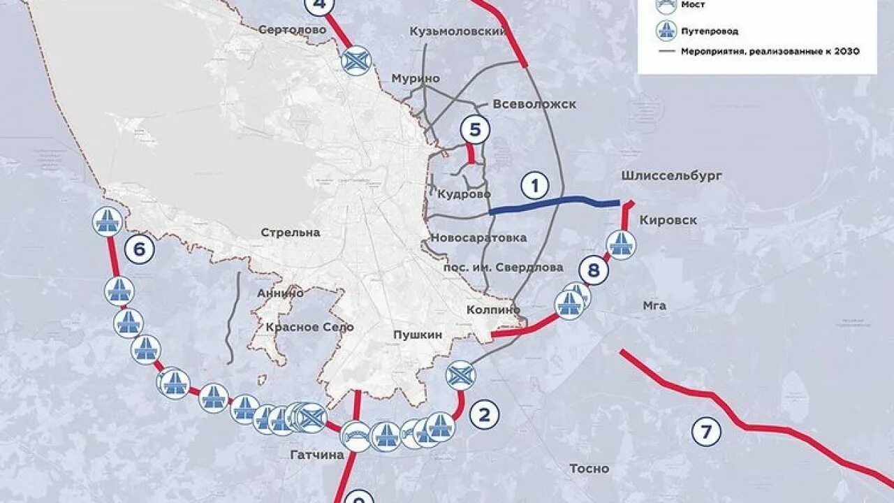 Проект кад 2 вокруг санкт петербурга. Схема 2 кольцевой автодороги в Санкт-Петербурге. КАД 2 В Ленобласти схема. План КАД 2 Санкт-Петербург на карте. Петербургская Кольцевая автодорога схема.