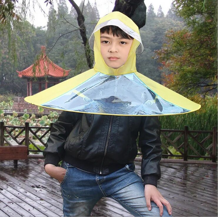 Накидку не забудь. Зонт с защитой для головы. Зонт дождевик. Китайский зонт на голову. Защита от дождя.