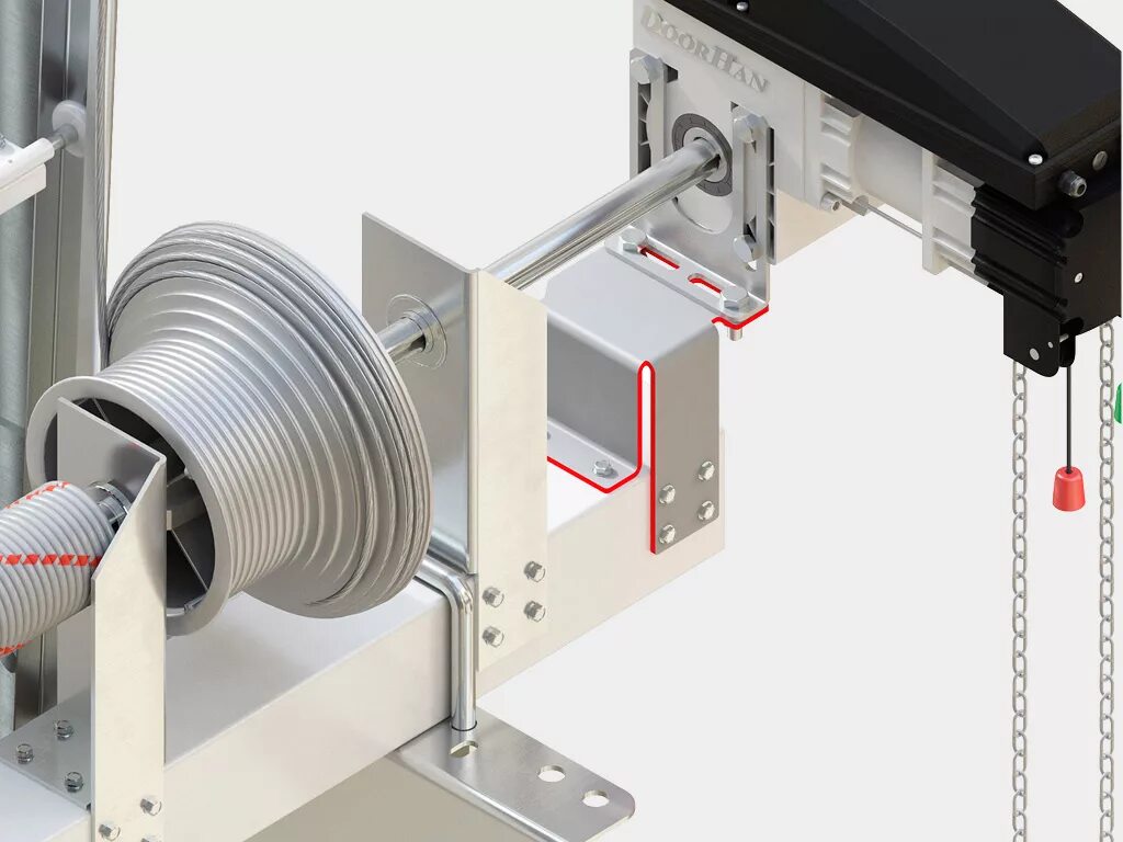 Как крепится привод. DOORHAN привод для секционных ворот. Секционные ворота Дорхан isd01. Кронштейн для секционных ворот Алютех. Кронштейны для секционных ворот DOORHAN.