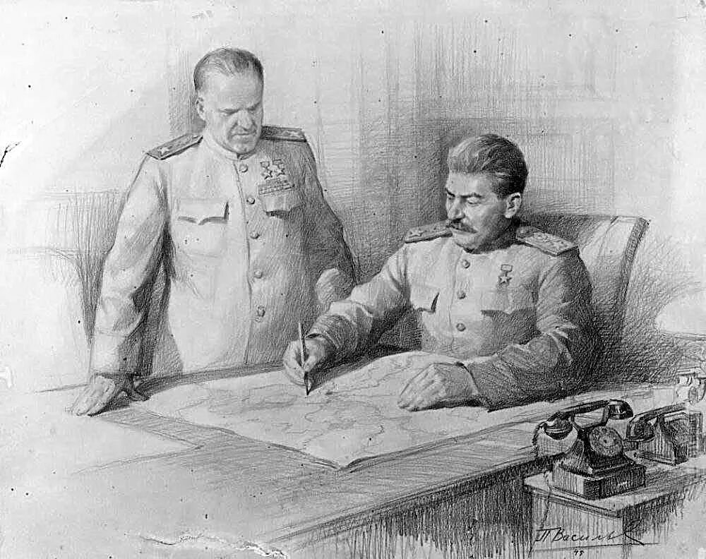 Сталин в 1944 году. Маршал Жуков и Сталин.