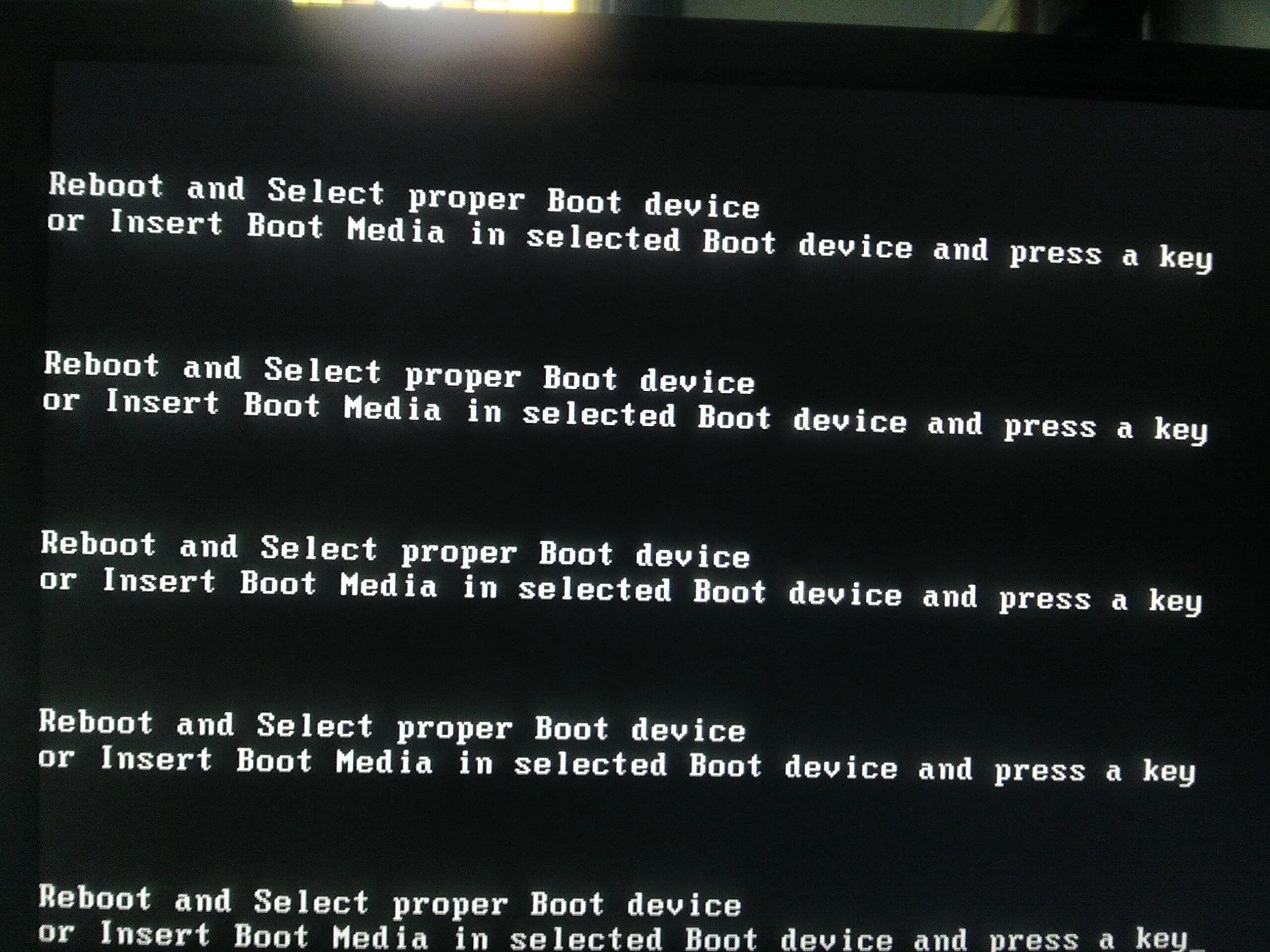 Select proper Boot device. Reboot and select proper proper Boot device. Reboot and select proper Boot device or Insert Boot Media in selected Boot. Reboot Boot device. Ошибка boot and select proper boot device