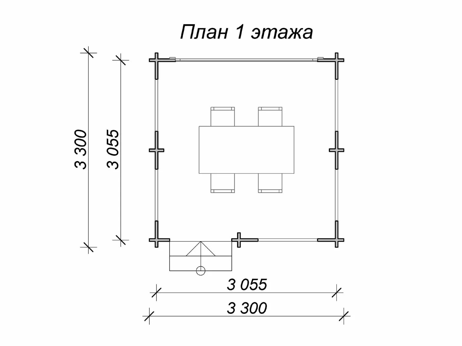 Чертеж беседки 3х3