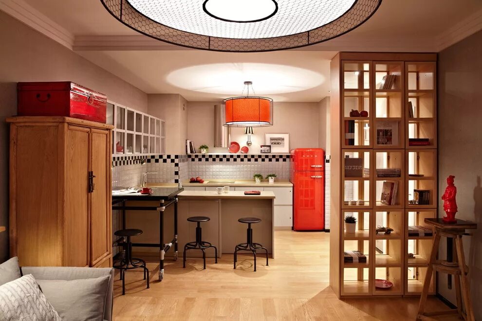 Использовать данное помещение. Перегородка для зонирования кухни. Стеллаж между кухней и гостиной. Зонирование кухни стеллажом. Зонирование кухни и гостиной стеллажом.