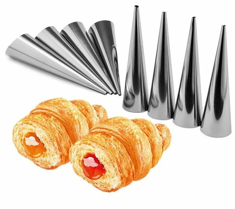 D30xh120мм (3 шт) 13319. набор конусов для круассанов и трубочек 3 шт. конусы для трубочек. конусы для выпечки трубочек. набор формочек для выпечки трубочек 10шт 16220.