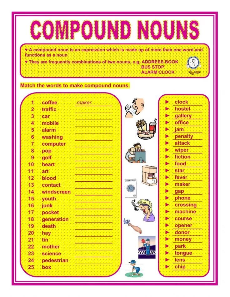 Match the words 1 traffic. Compound Nouns. Compound Nouns Worksheets. Compound Nouns упражнения. Compound Nouns в английском.