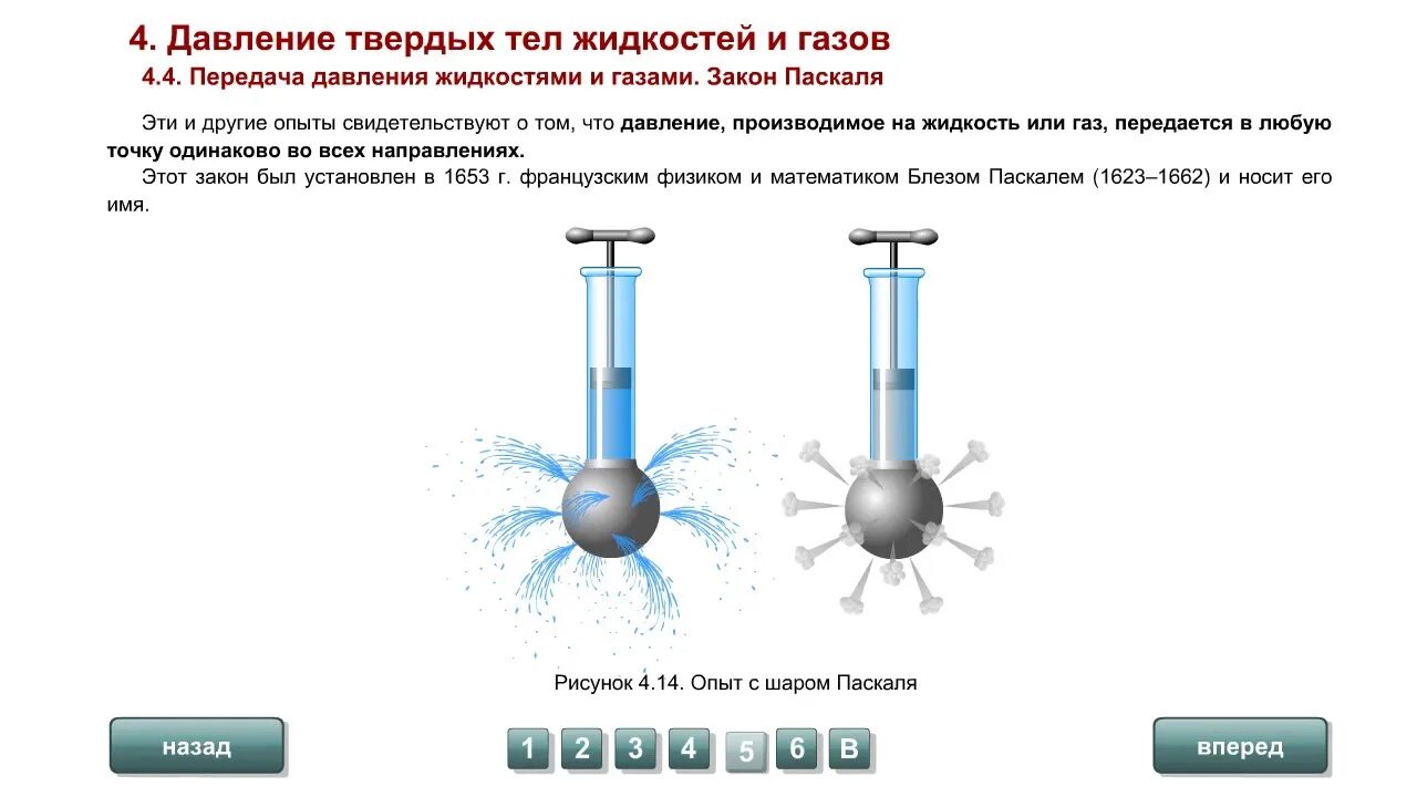 Опыт с шаром Паскаля 7 класс физика. Передача давления жидкостями и газами закон Паскаля. Закон Паскаля шар Паскаля. Закон Паскаля физика 7 класс для жидкостей и газов. Давление газа в шарике