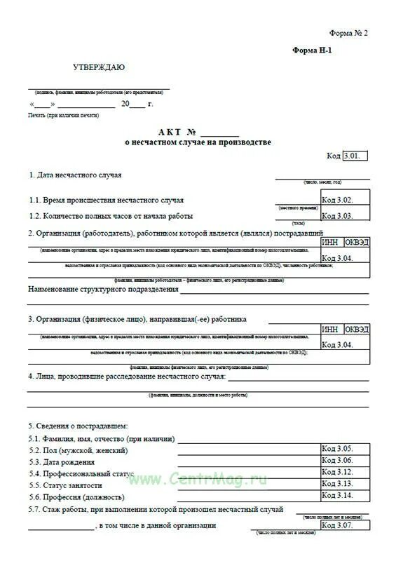 О несчастном случае на производстве заполненный. Форма h-1 о несчастном случае. Акт о несчастном случае на производстве по форме н-1. Акт форма 2 н-1 о несчастном случае. Акт о несчастном случае на производстве форма н-1чс.