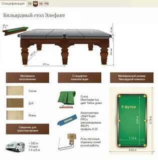 Размеры бильярдного стола 12 футов