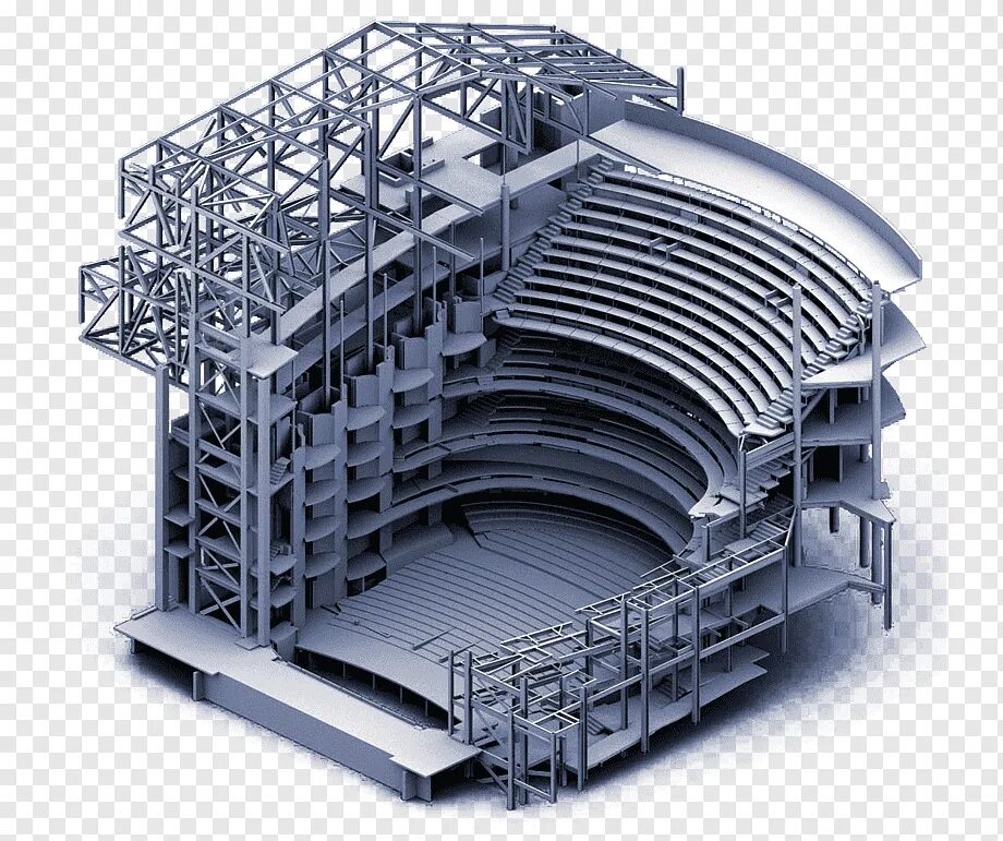 Современное здание металлоконструкции. Инженерные конструкции. BIM модель здания. Здания сложной конструкции. Structuring engineers