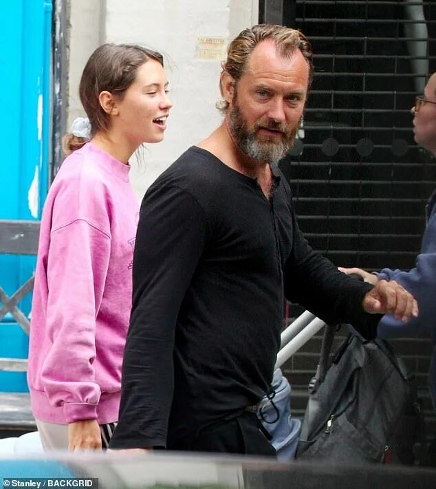 Jude Law displays extreme man cleavage with girlfriend Phillippa Coan Daily Mail