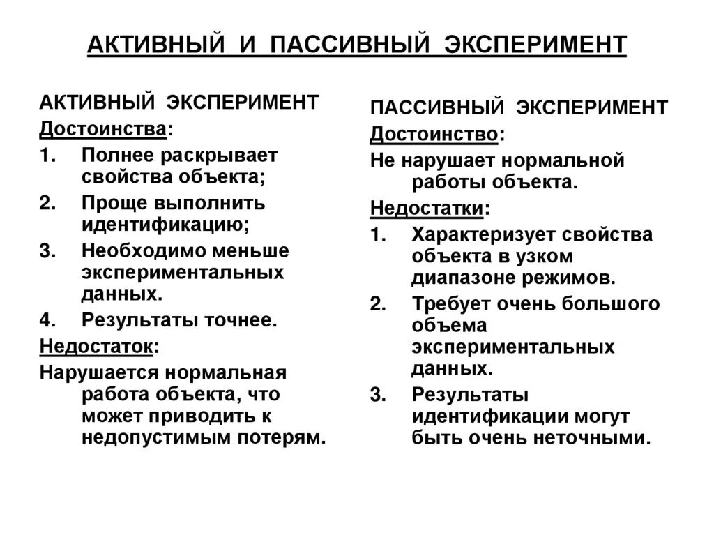 Пассивный эксперимент. Активный и пассивный эксперимент. Преимущества и недостатки пассивного эксперимента. Достоинства и недостатки активного эксперимента. Активный и пассивный эксперимент примеры.