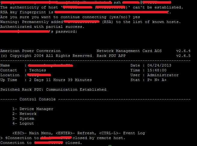 Connection has been closed. PMS сервер. The Remote host closed the connection. Remote host. PDU APC эскиз.