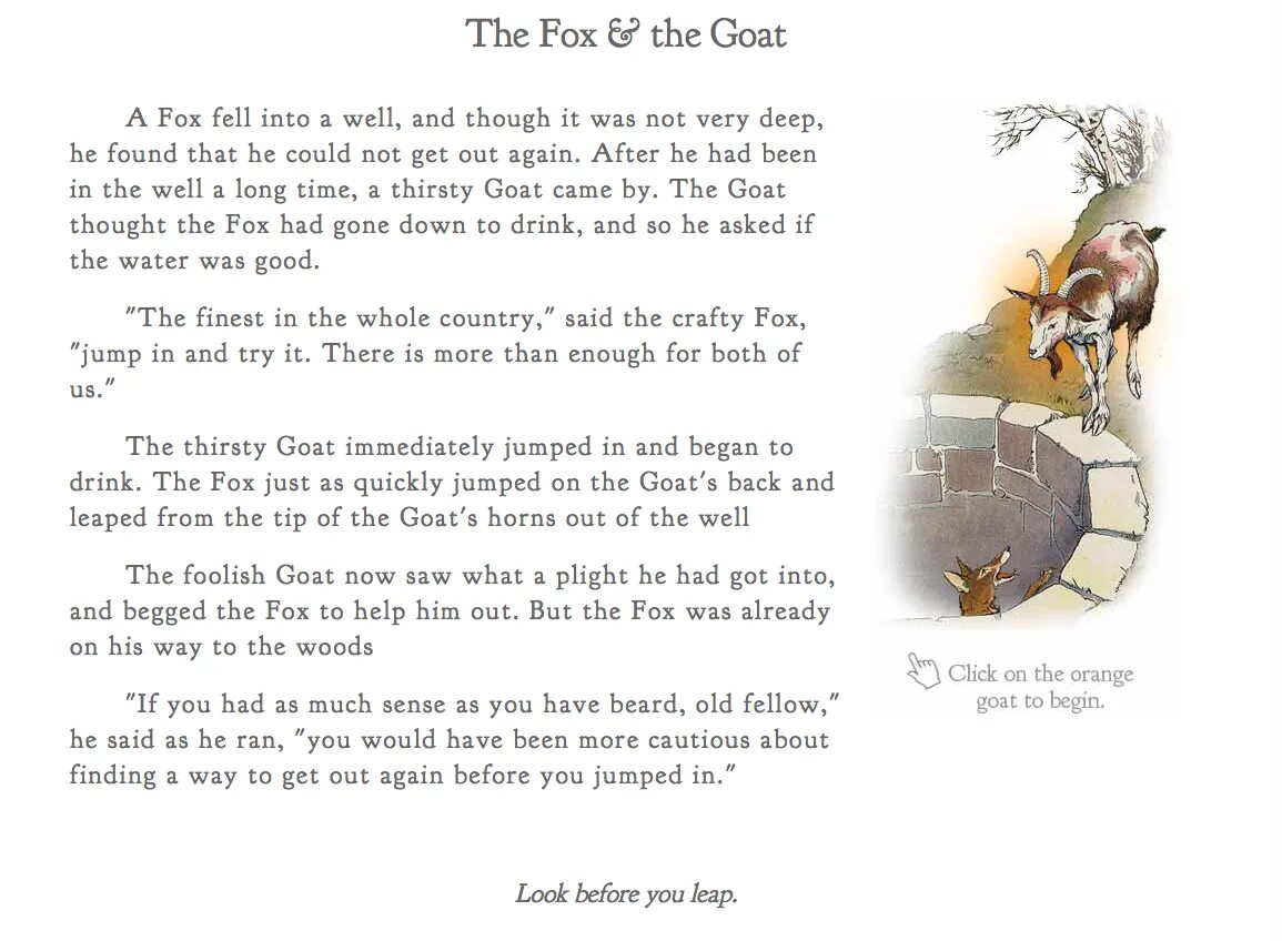 Fairy Tales for children in English. The Fox and the Goat ответы. Короткие рассказы на английском. Short Fairy Tales in English. Is was very thirsty