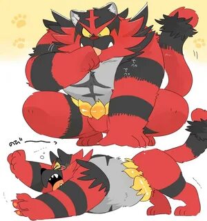 incineroar, pokemon, pokemon sun and moon, lick, sleepy.