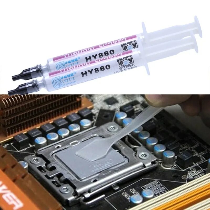 Сколько грамм термопасты нужно. Thermal Grease hy880. Термопаста Steel 120w. Смазка процессора i5 термопастой. Термопаста для процессора ДНС.