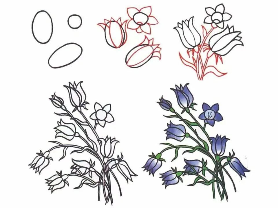 Букеты рисовать поэтапно. Рисование цветов для детей. Цветы рисунок карандашом. Весенние цветы карандашом. Легкие цветы для рисования.