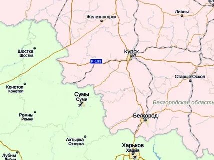 Где находится белгород и курск на карте