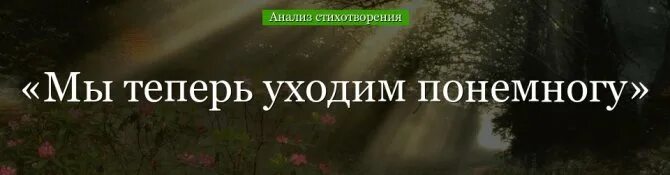 Анализ стихотворения мы теперь уходим