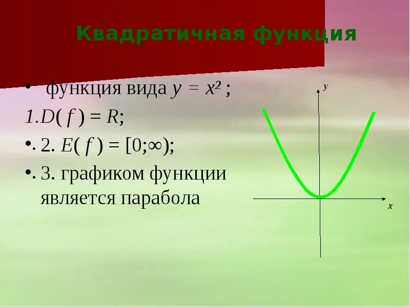 Какова область определения функции y x2. Y X 2 график функции область определения. Область определения функции параболы. Область значения параболы.