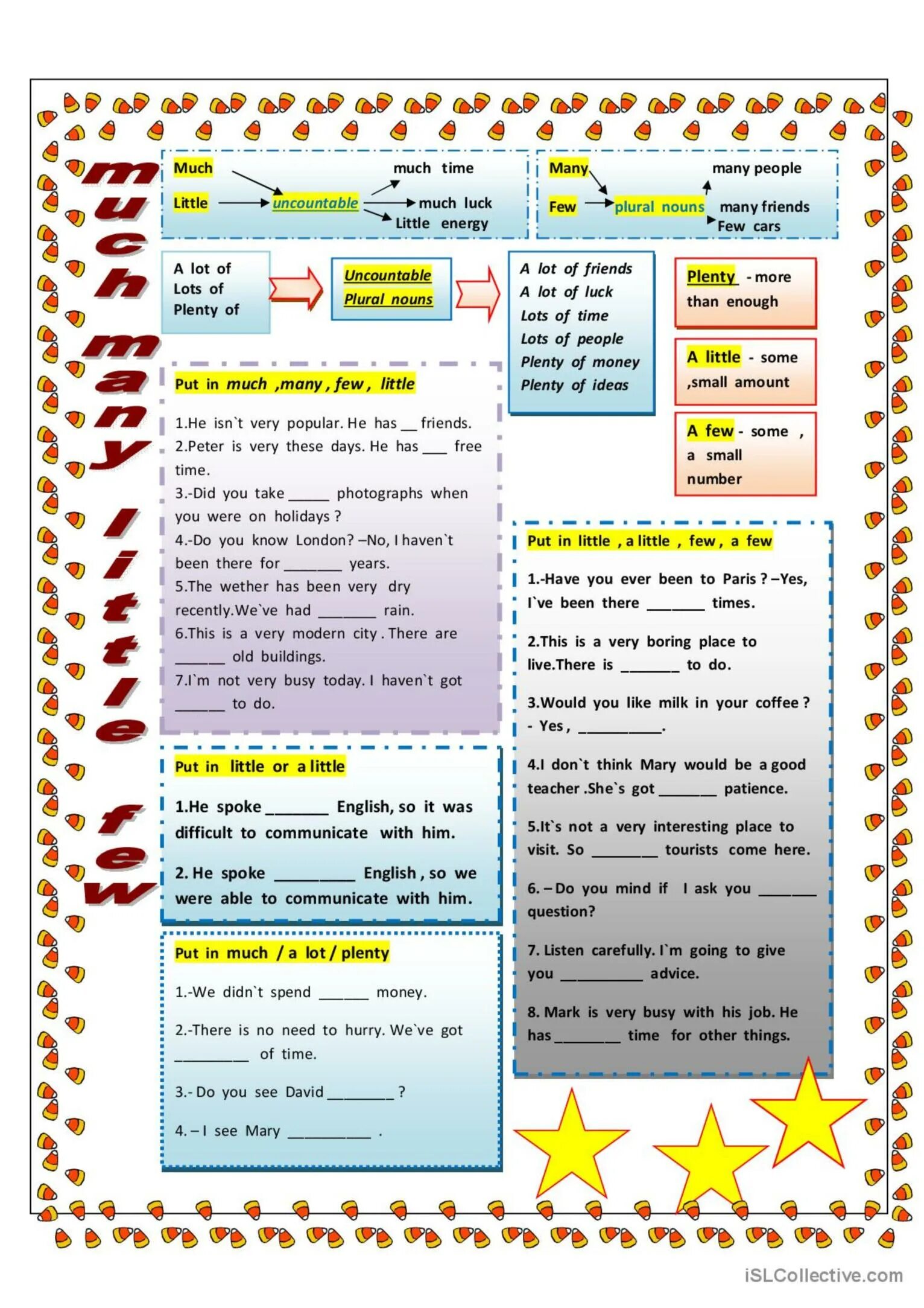 She a lot of questions. Much many few little Worksheets. Much many little a little. Таблица few a few little a little much many. Quantifiers Worksheet 2 many much a few a little some any ответы.