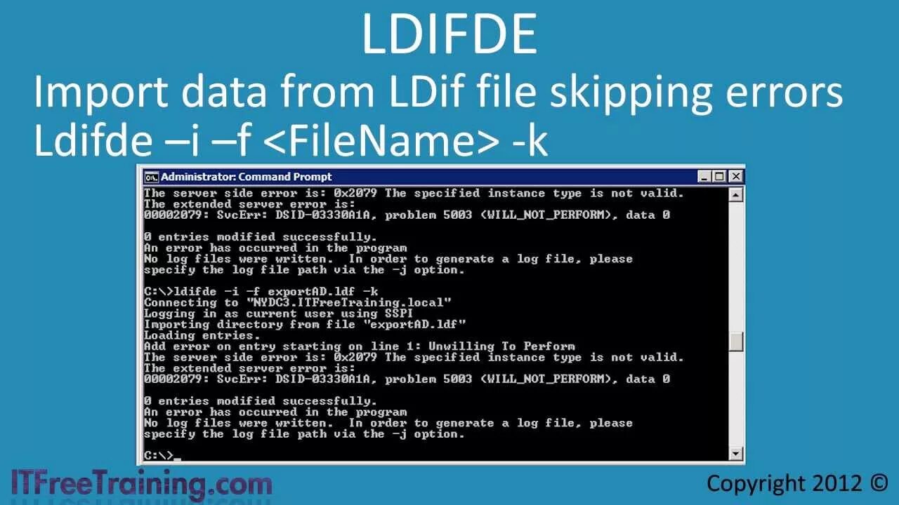 Импорт пользователей средствами LDIFDE. LDIF пример. LDIF example. Опишите процедуру создания групп при помощи команд CSVDE И LDIFDE. Import directory