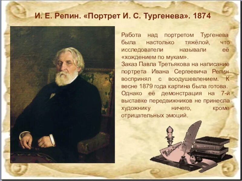 Апрель тургенева. Тургенев портрет Репина. Тургенев портрет Репина 1874. Портрет Ивана Тургенева Перов. Портрет Тургенева кисти Репина.