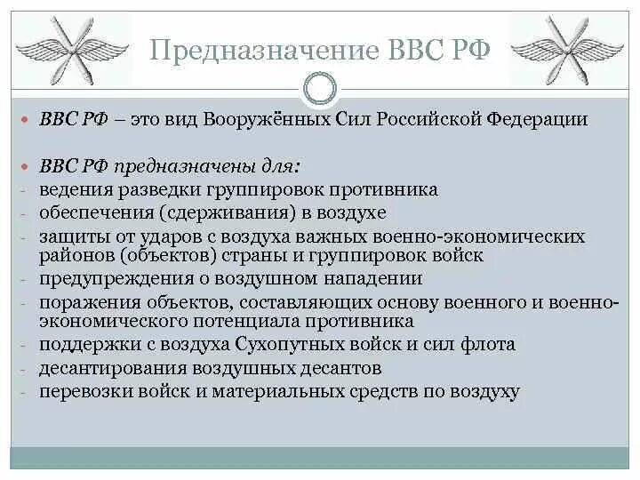 Для чего предназначены вс рф. Предназначение ВВС. Военно-воздушные силы предназначение. Задачи военно воздушных сил. Военно-воздушные силы РФ задачи.