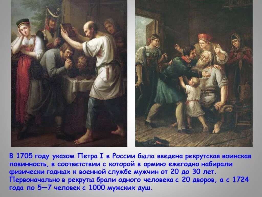 Что такое рекрут. 1705 петр 1 рекрутская повинность. рекрутская повинность год петр 1. набор рекрутов при петре 1. рекрутский набор в армию.